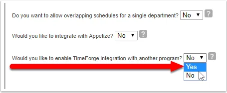 Enable TimeForge Integration