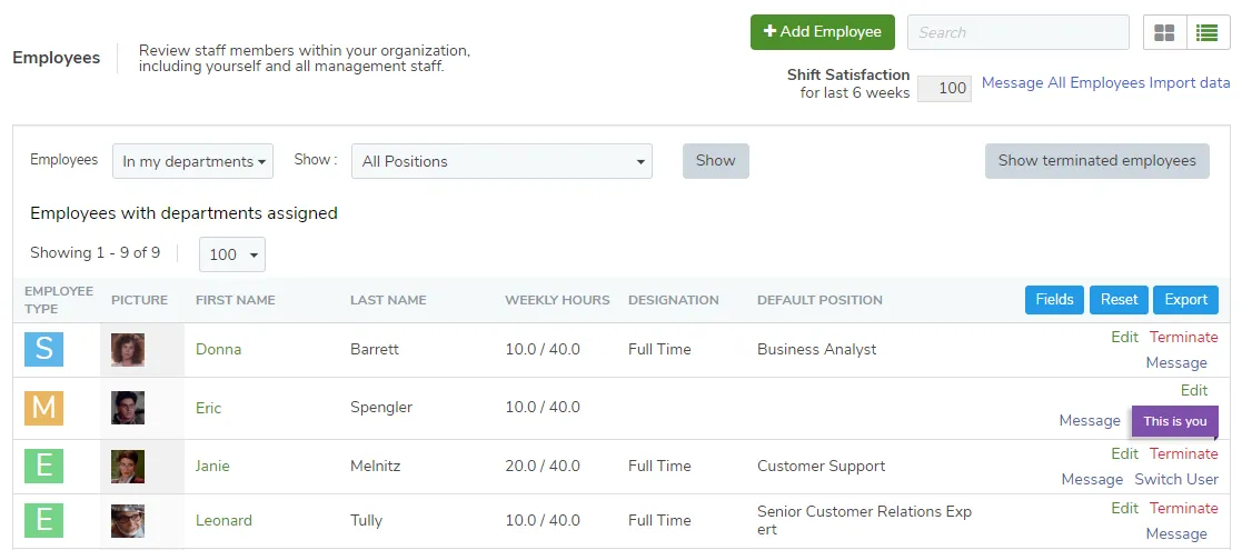 Example List in List View