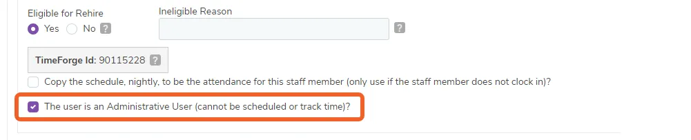 Find the “Administrative User” check box