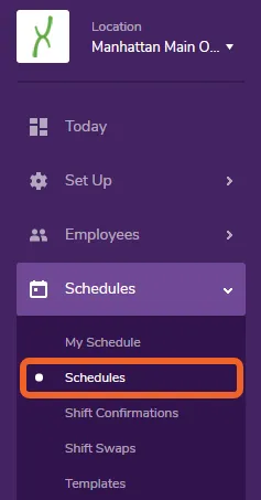 Go to the Schedules page
