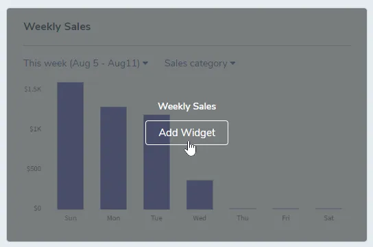 Hover over a widget to Add or Remove