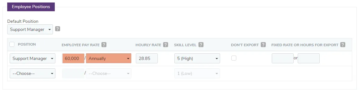 Input the salaried pay rate