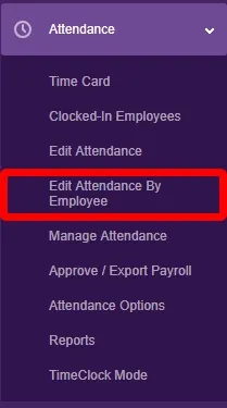 Navigate to the “Edit Attendance by Employee” page.