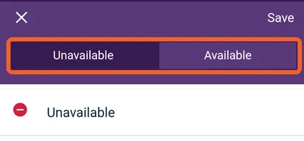Select Available or Unavailable, then fill out the request