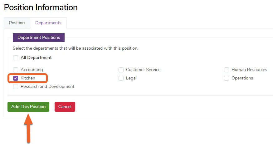 Select the departments
