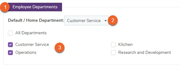 Set the employee’s home department