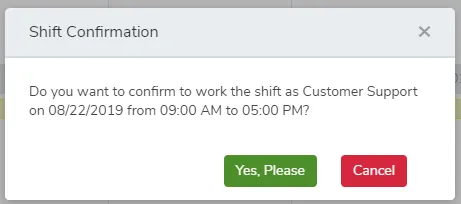 Shift swaps, ratings, and confirmations