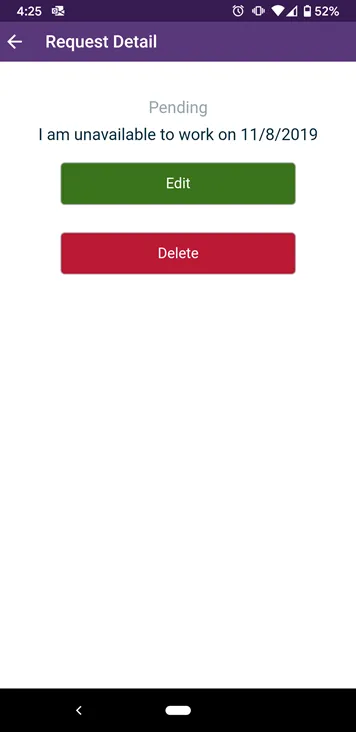 Tap the appropriate button to edit or delete