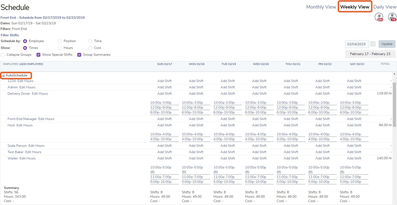 Using the AutoScheduler on the entire week at once