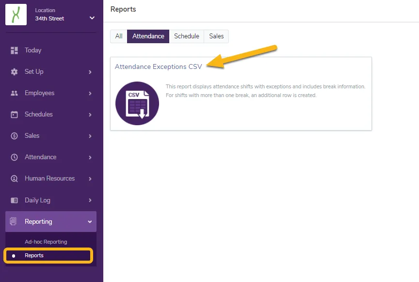 View attendance entries with close/open exceptions
