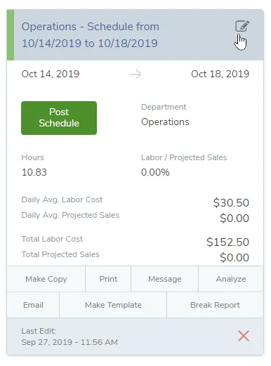 Add or edit an employee schedule
