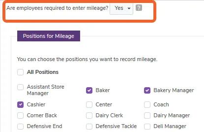 Configure the options to report tips and mileage.