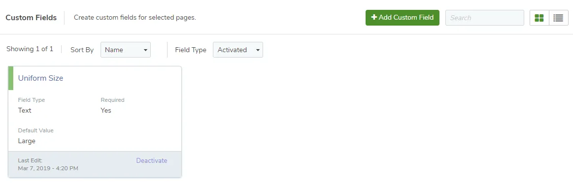 Click Save to save the custom field