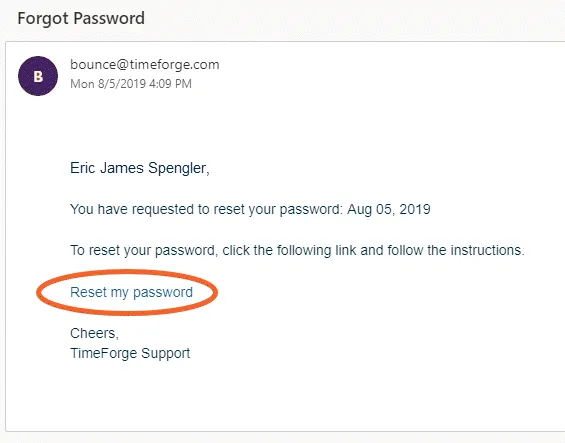 Click the ‘Reset password’ button