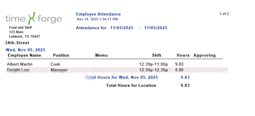 View employee clock in and clock out times. 