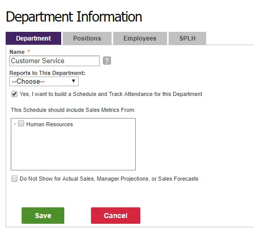 Create your new department