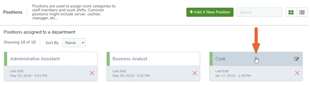 Edit a position