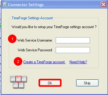 Enter your Web Service Username and Password.