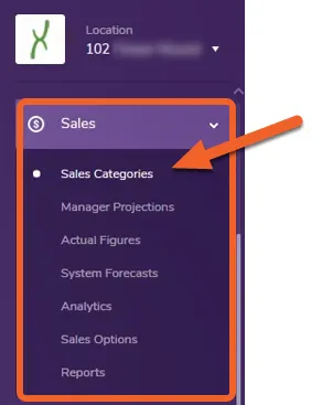 Go to the Sales Category page under the Sales tab
