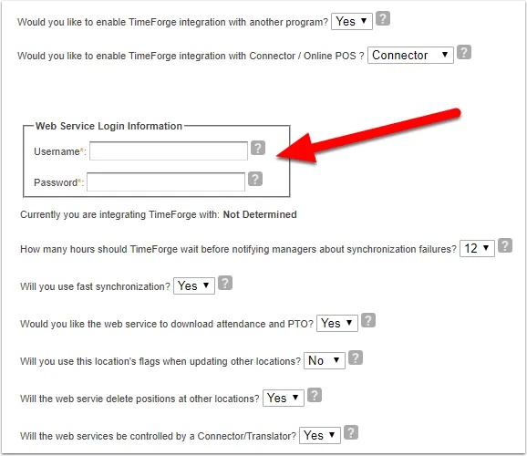 Select a Web Services login