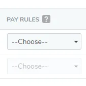 Select the account type and pay rules (if applicable)