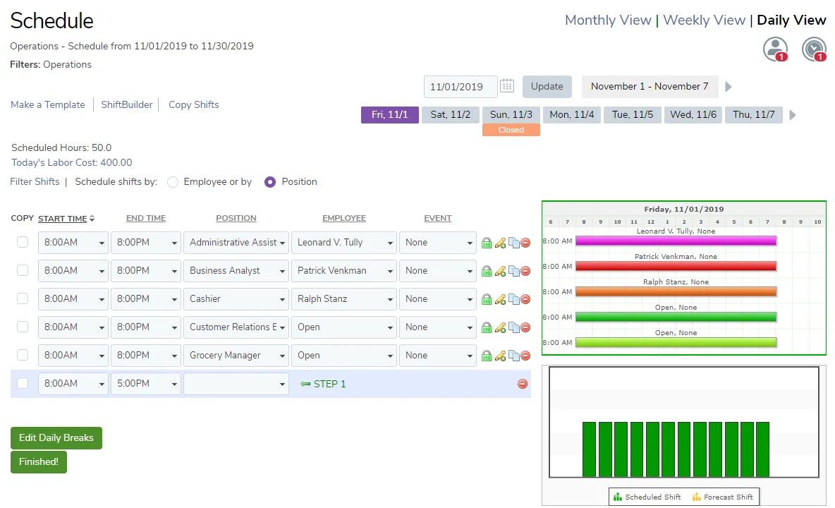 Select the Daily View