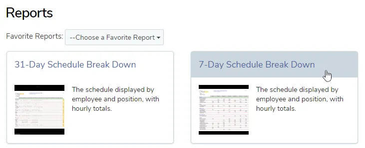 Select the report you want to configure