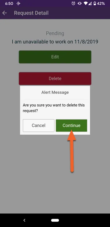 Tap the appropriate button to edit or delete