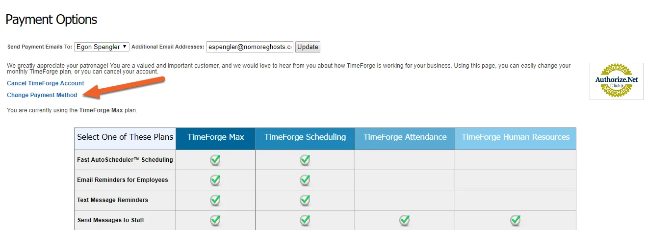 Updating your Payment Method