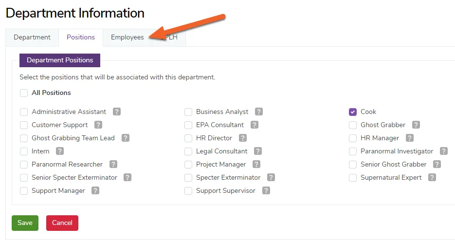 Click the Employees tab