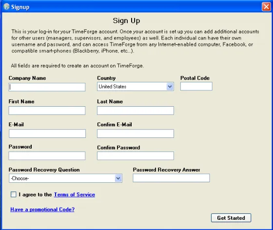 Create a TimeForge Account