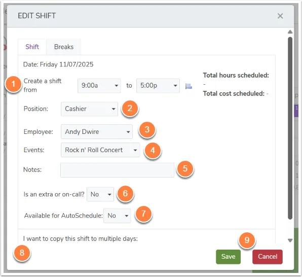Create employee schedules using different views - Daily View