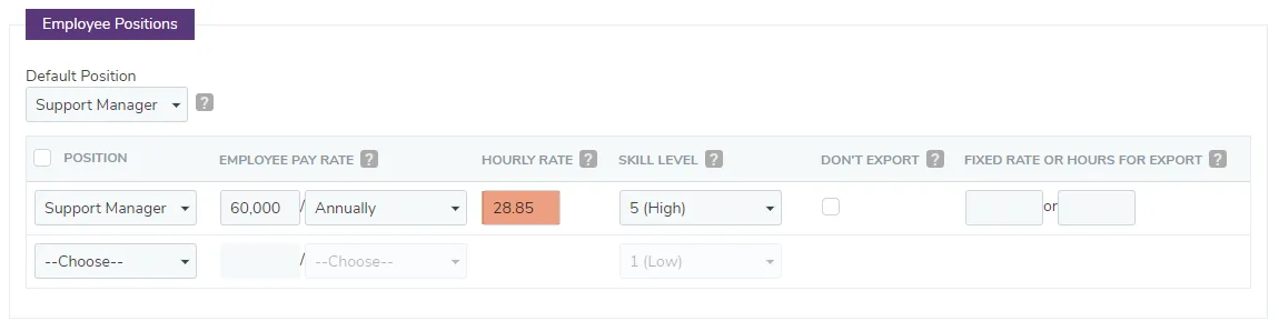 Notice the “Hourly Rate” box