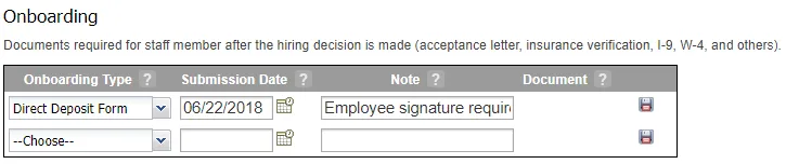 (Optional) Enter a note about the form or document