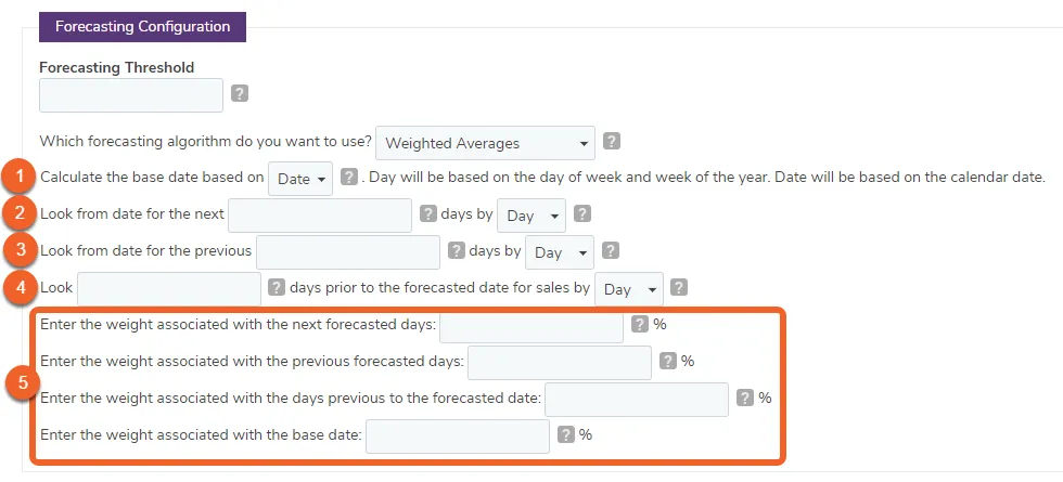 Sales category forecasting threshold (Weighted Averages)