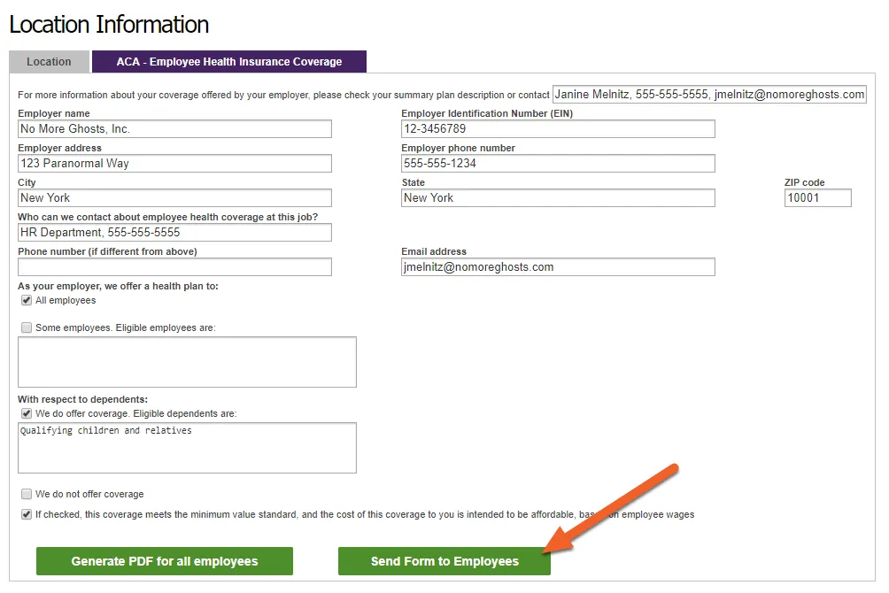 Send the form to your employees