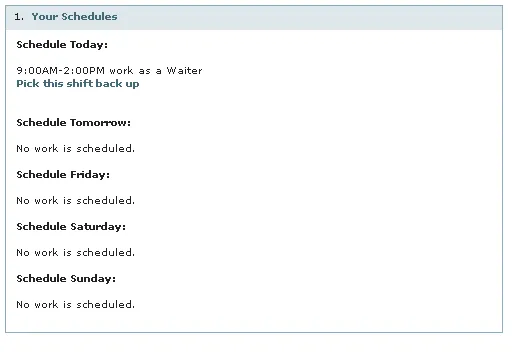 View Upcoming Work Schedules