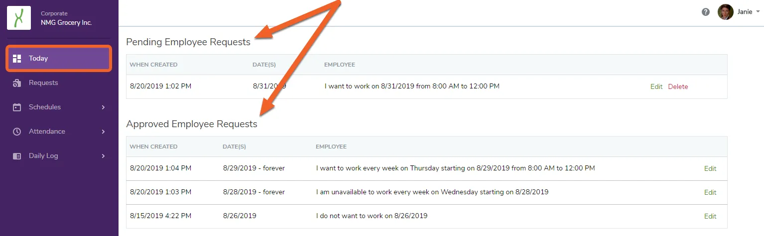 View your Pending and Approved Requests