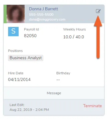 Edit the appropriate employee’s information.
