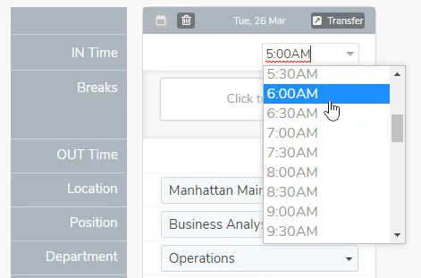 Editing an employee’s time