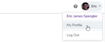 Open the personal menu (upper right) and select My Profile