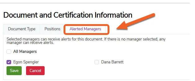 (Optional) Choose which managers will receive alerts