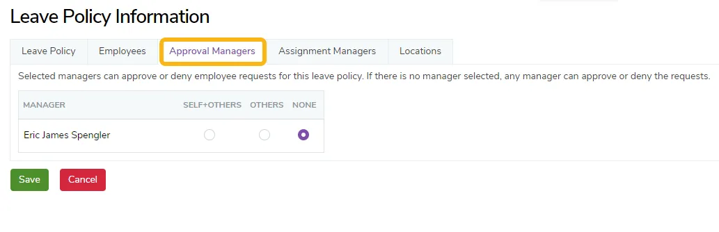 Select your Approval Managers