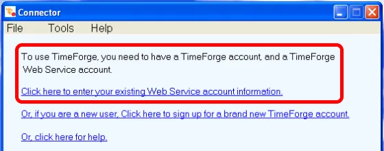Enter your Web Service username and password