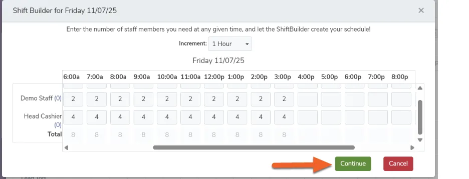Watch as your shifts are built