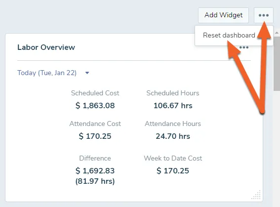 Add, remove, or reset widgets