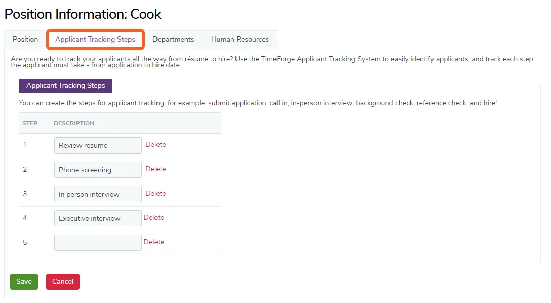 Applicant Tracking Steps