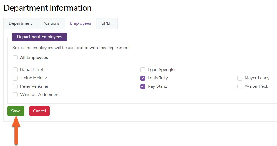 Click Save to complete the Department setup!