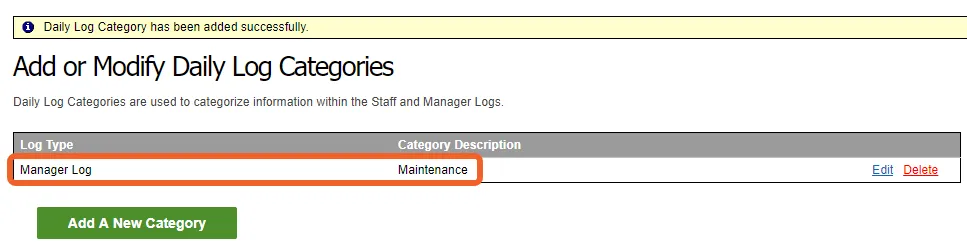 Click Save to save your new category