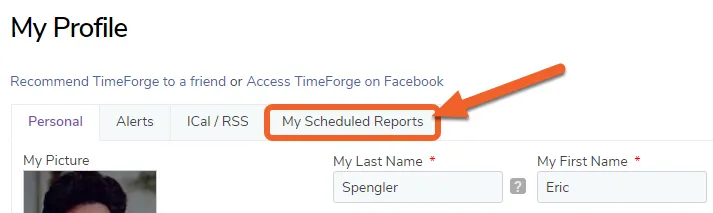 Click the ‘My Scheduled Reports’ tab